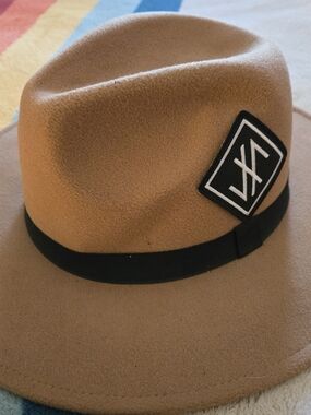 Camel Felt Fedora with Black Band and Jordan Feliz Patch